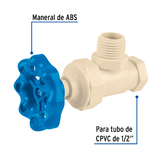 Llave angular de CPVC (13 mm) 1/2" con volante