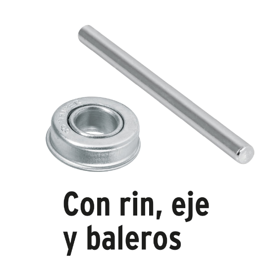 Llanta sólida, 14" con rin, eje y baleros para carretilla