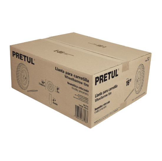 Llanta reforzada,16"con rin,eje, baleros p/carretilla, Pretu