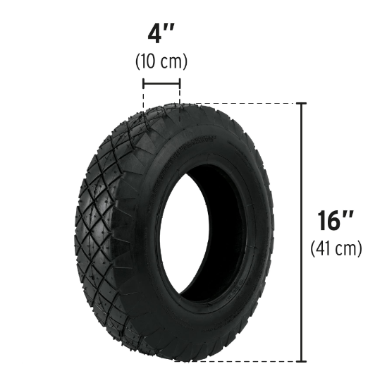 Llanta reforzada, 16" para carretilla, Pretul