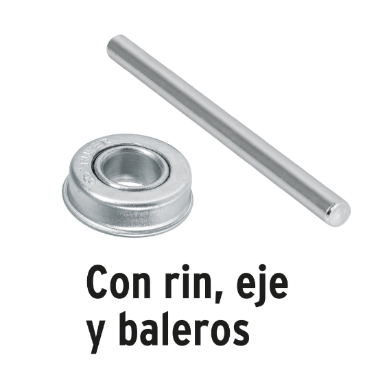 Llanta reforzada, 16" con rin, eje y baleros para carretilla