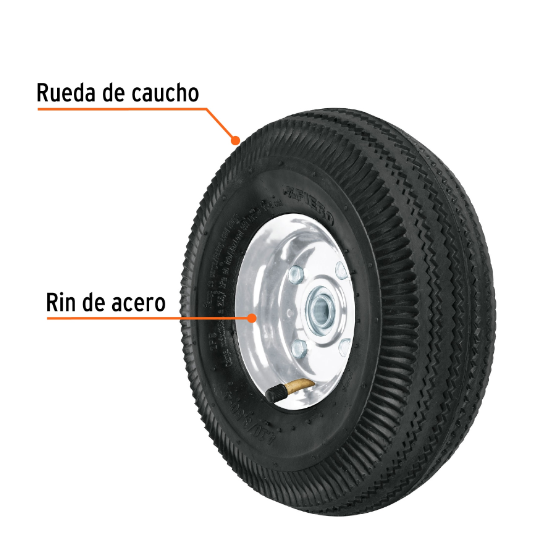 Llanta neumática con eje lateral, 10"