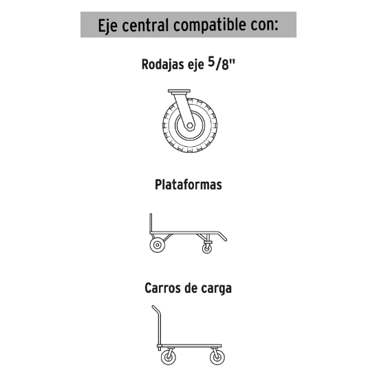 Llanta neumática con eje central, 8"
