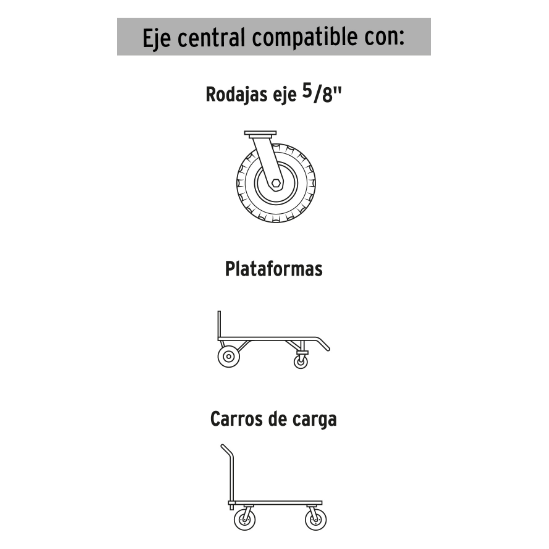 Llanta neumática con eje central, 10"