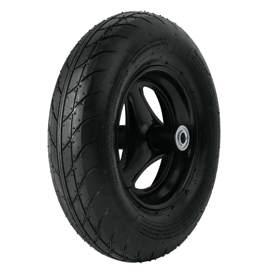Llanta ligera, 16" con rin, eje y baleros para carretilla