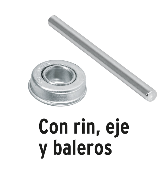 Llanta ligera, 16" con rin, eje y baleros para carretilla