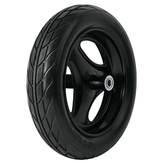 Llanta imponchable,16" con rin,eje y baleros para carretilla