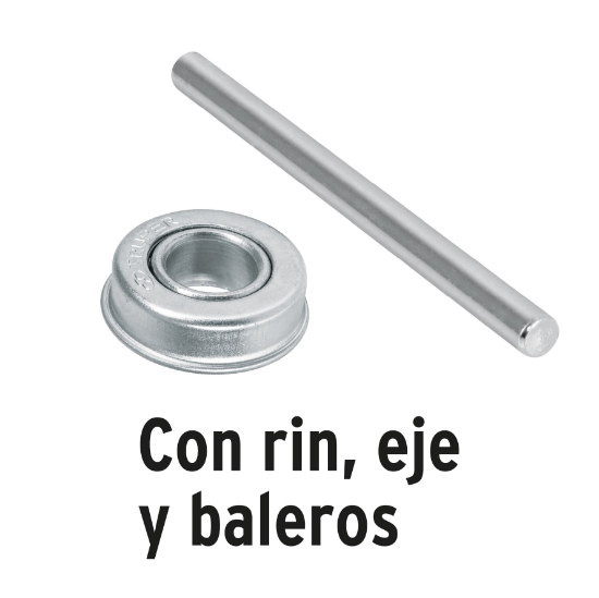 Llanta imponchable,16" con rin,eje y baleros para carretilla