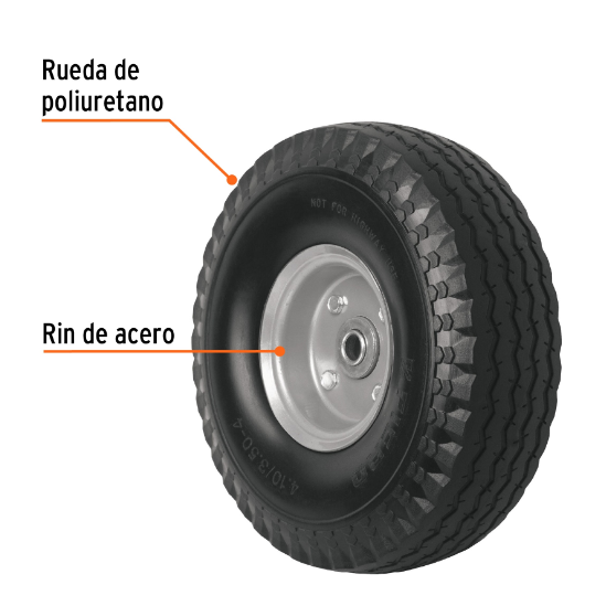 Llanta imponchable con eje lateral, 10"