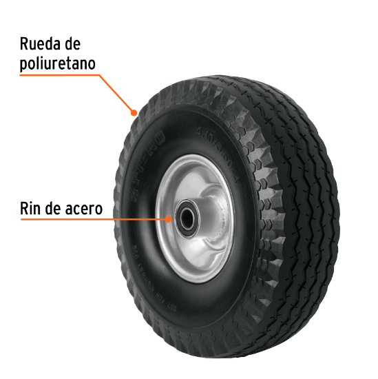 Llanta imponchable con eje central, 10"