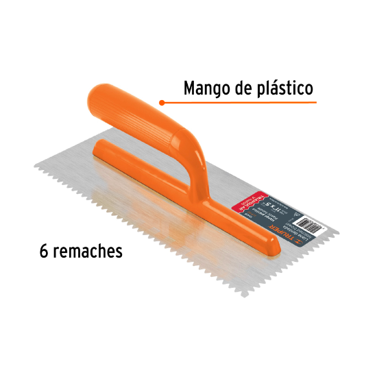 Llana,mango plástico,canto dentado triangular,6 remaches,11"