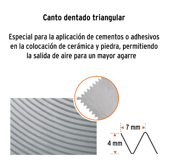 Llana,mango plástico,canto dentado triangular,6 remaches,11"