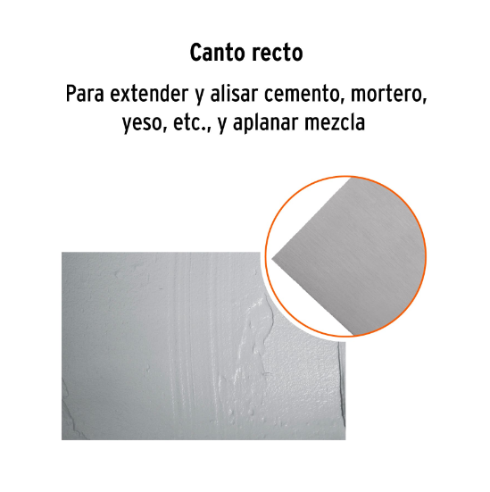 Llana, mango plástico, canto recto, 6 remaches, 11"