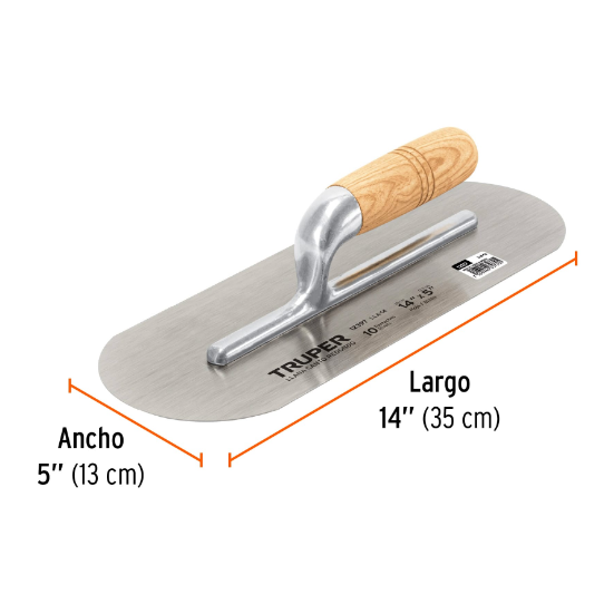 Llana, mango madera, canto redondo, 4 remaches, 14"