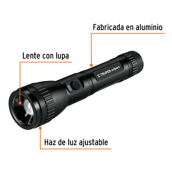 Linterna recargable, led cree, 300 lm, con 2 pilas D