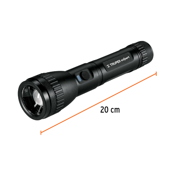 Linterna recargable, led cree, 300 lm, con 2 pilas D