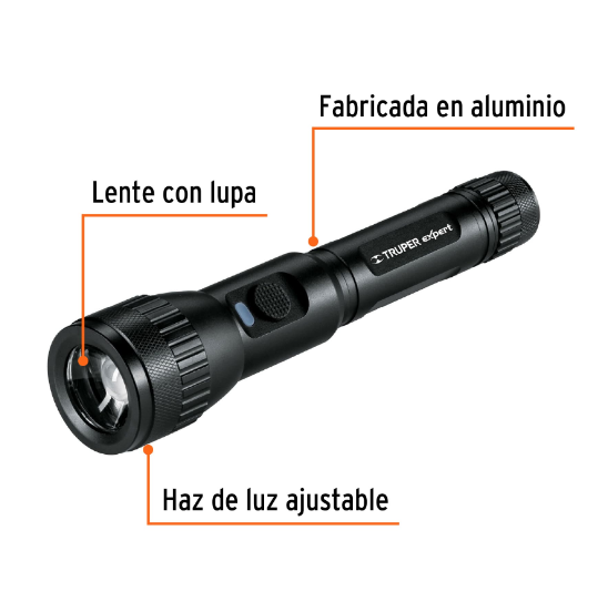 Linterna recargable, led cree, 180 lm con 2 pilas AA
