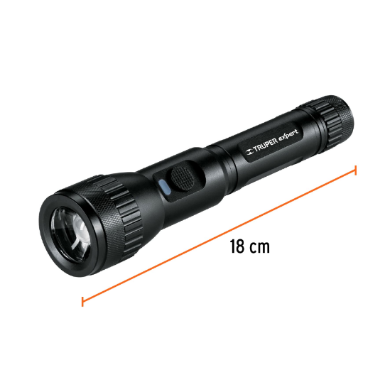 Linterna recargable, led cree, 180 lm con 2 pilas AA