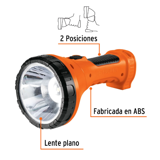 Linterna recargable de leds, 70 lúmenes