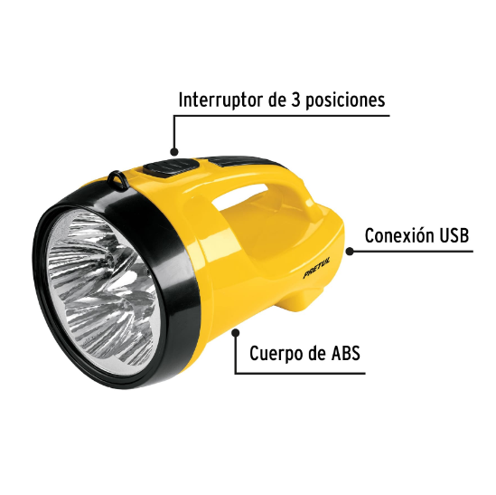 Linterna recargable de Leds, 145 lúmenes, Pretul
