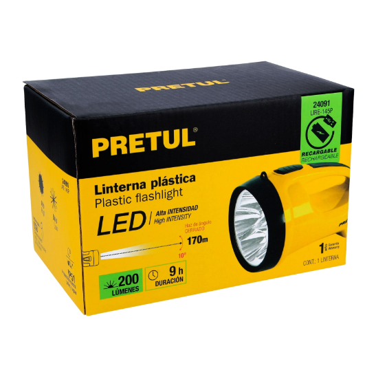 Linterna recargable de Leds, 145 lúmenes, Pretul