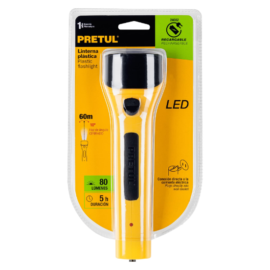 Linterna recargable de LED, 80 lúmenes, Pretul