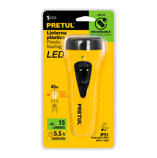 Linterna recargable de LED, 15 lúmenes, Pretul sustituye 24080