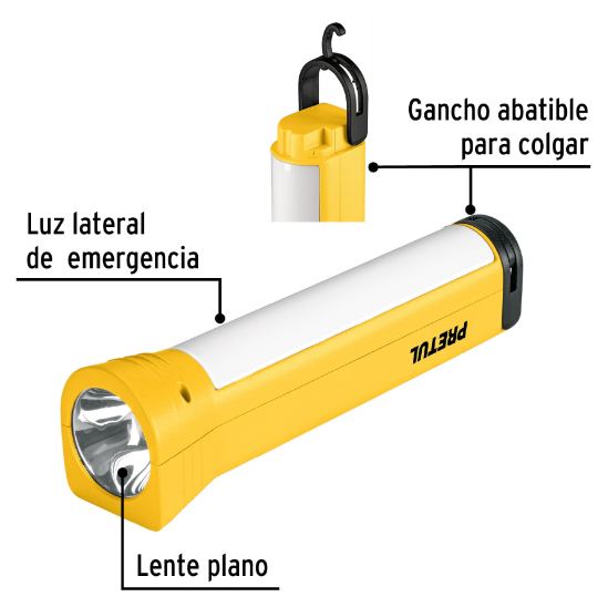 Linterna recargable con lámpara de emergencia, 230lm, Pretul