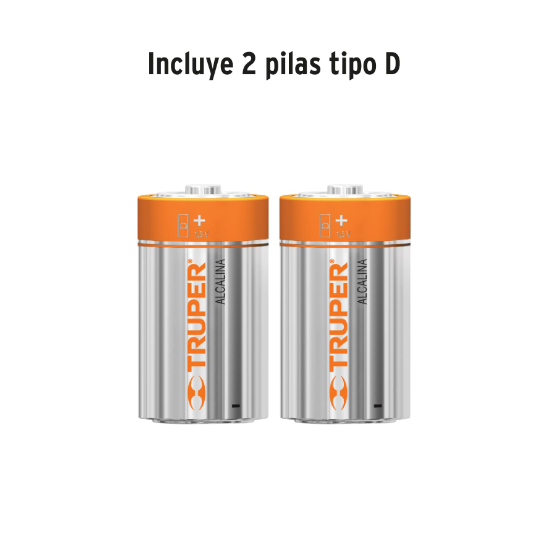 Linterna plástica, LED, luz directa, 2 pilas D, 180 Lm
