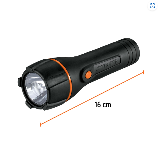 Linterna plástica, LED, luz directa, 2 pilas AA, 80 Lm