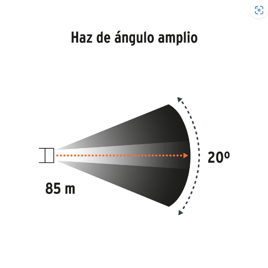 Linterna plástica, LED, luz directa, 2 pilas AA, 80 Lm