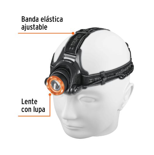Linterna para cabeza, 4 pilas AA, 800 lúmenes, 1 LED, Expert