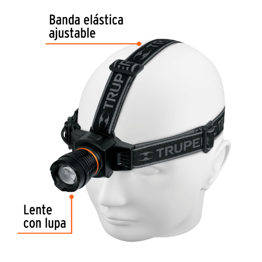 Linterna para cabeza, 430 lúmenes, recargable, 1 led