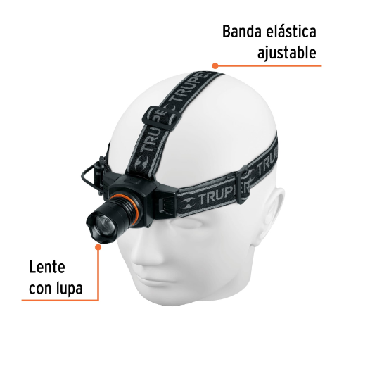 Linterna para cabeza de1 Led, 60 lúmenes, recargable