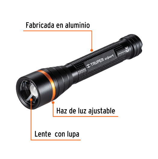 Linterna de aluminio de pilas, 100 lúmenes, led alta potencia