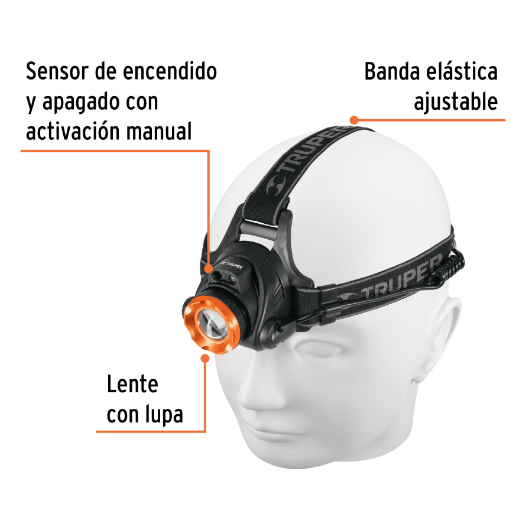 Linterna cabeza, 290lm,recargable,Expert