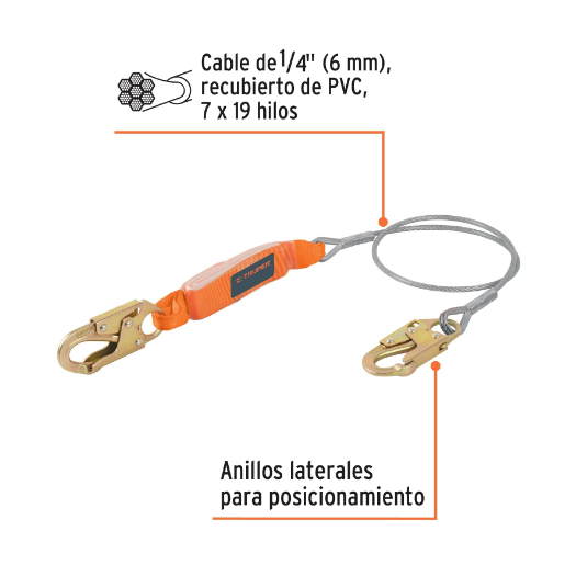 Línea de vida de acero con absorbedor de impacto,ANSI