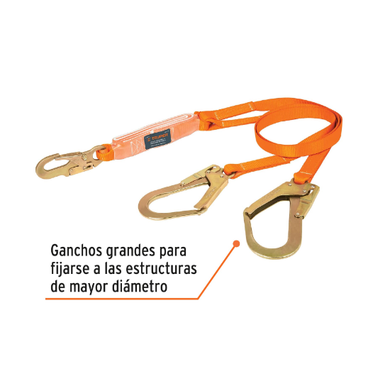 Línea de vida con 2 ganchos, 1.8 m, certificación ANSI