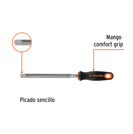Lima triángulo pesado, 8" con mango doble inyección