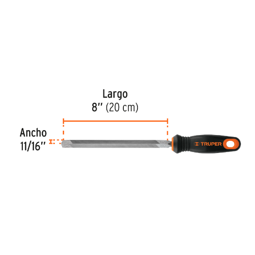 Lima triángulo pesado, 8" con mango doble inyección