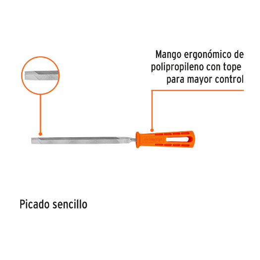 Lima triángulo pesado 7", 34 dpp, con mango, TRUPER