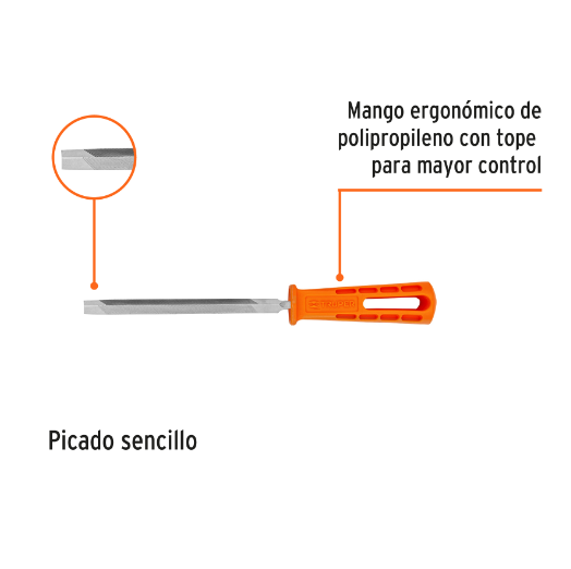 Lima triángulo pesado 6", 34 dpp, con mango, TRUPER