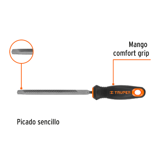 Lima triángulo pesado, 6" con mango doble inyección
