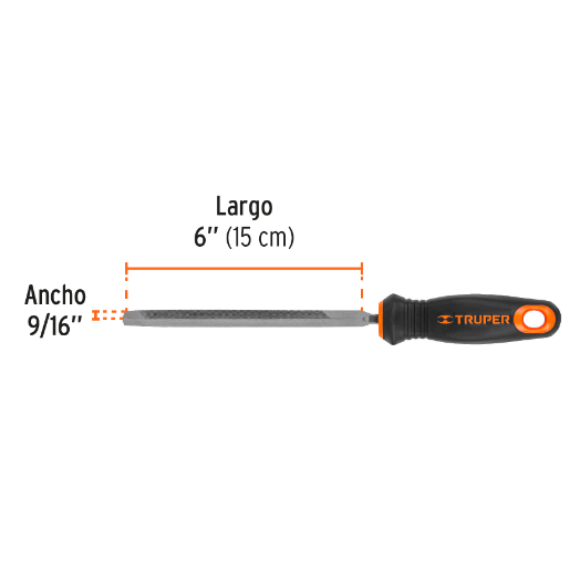 Lima triángulo pesado, 6" con mango doble inyección
