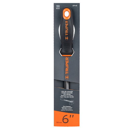 Lima triángulo pesado, 6" con mango doble inyección