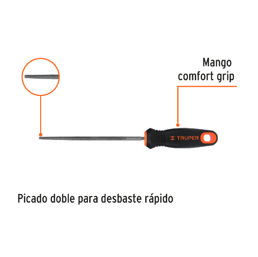 Lima redonda, bastarda, 6", con mango doble inyección