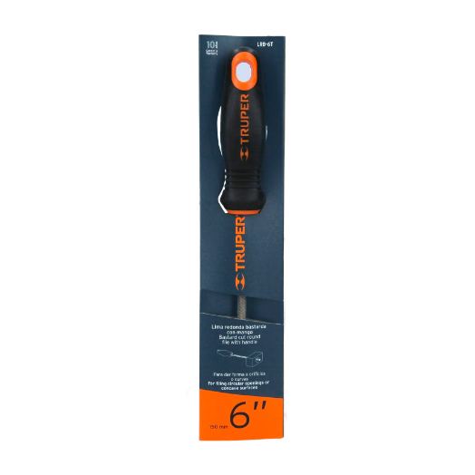 Lima redonda, bastarda, 6", con mango doble inyección