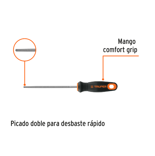 Lima redonda muza 6" con mango doble inyección