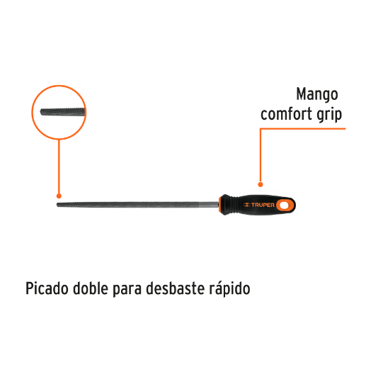 Lima redonda bastarda 10" con mango doble inyección