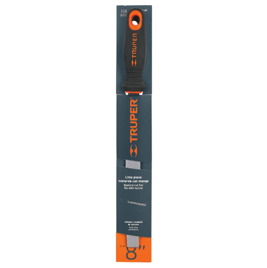 Lima plana, bastarda, 8" con mango doble inyección